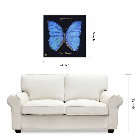 Empire Art Direct 24" x 24" Blue Monarch Elegance I Crystallus Gallery Epoxy Coated Wrapped Canvas Wall Art